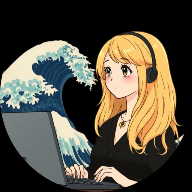 image of a girl working on a computer anime style